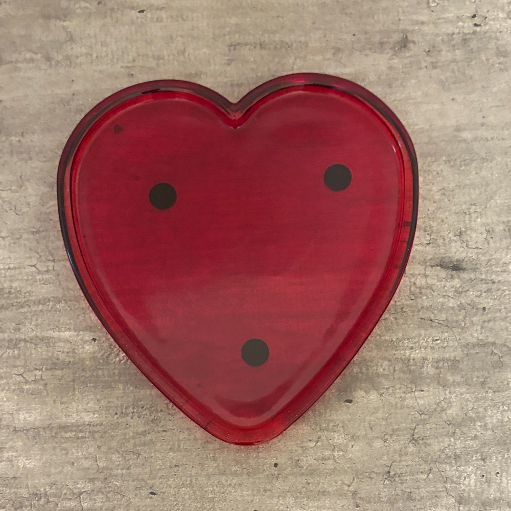 Cute Red Heart-Shaped Glass Tray